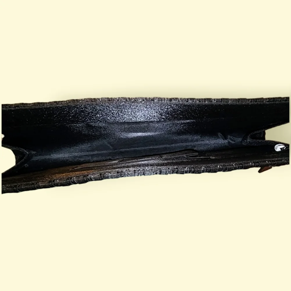 BIJOUX TERNER | Black Pleated Satin Evening Clutch Original Hang Tag